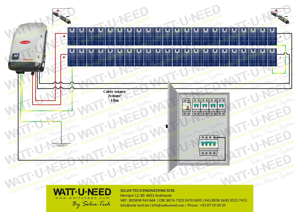 Kit solaire réseau - 10kW Tri - autoconsommation 44 panneaux